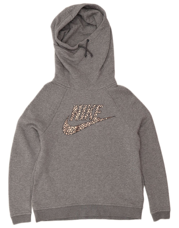 Nike Pull à capuche surdimensionné graphique pour femme UK 10 Petit coton gris