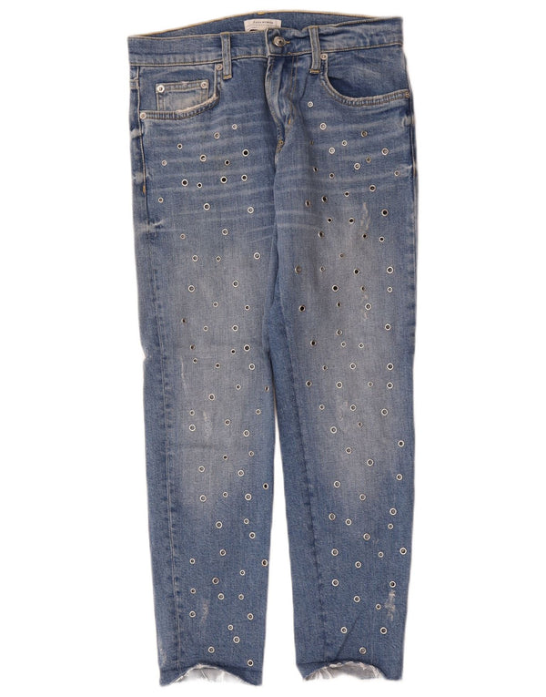 Zara Jean Slim Femme EU 34 2XS W24 L26 Bleu Tacheté
