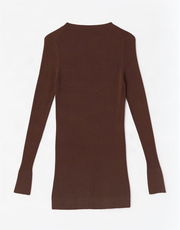 Massimo Dutti Pull cardigan long pour femme UK 10 Petite laine marron