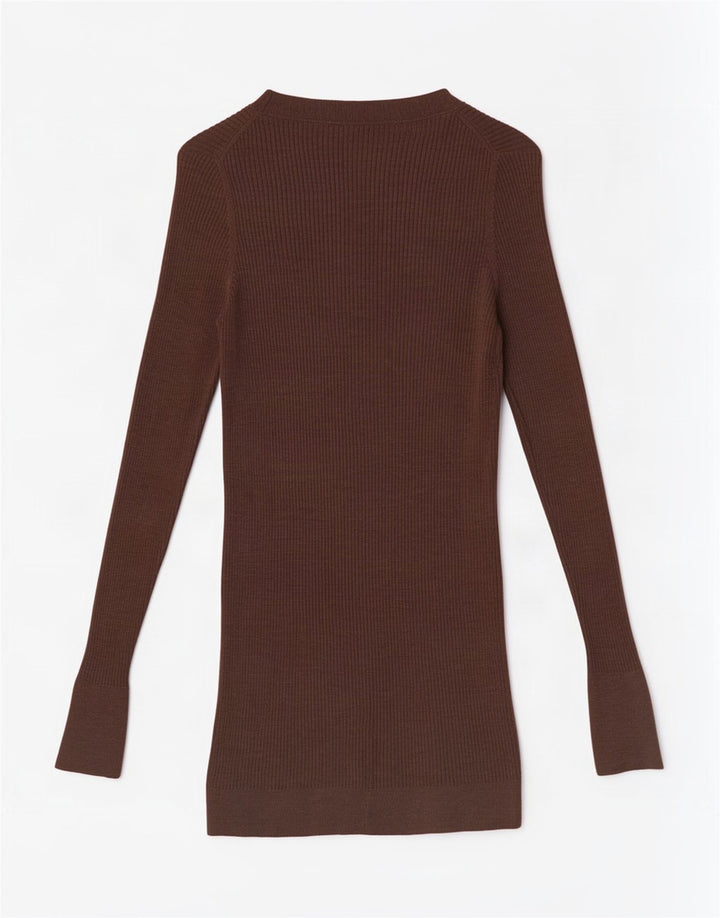 Massimo Dutti Pull cardigan long pour femme UK 10 Petite laine marron