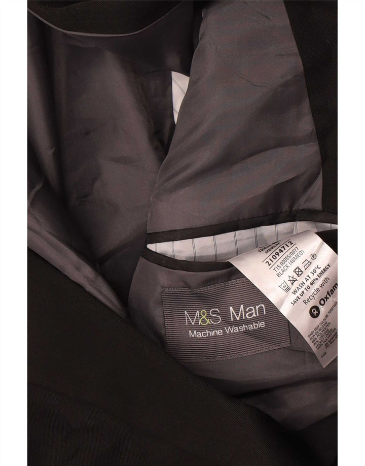 Marks & Spencer Veste blazer à 2 boutons pour homme UK 48 2XL Noir Polyester