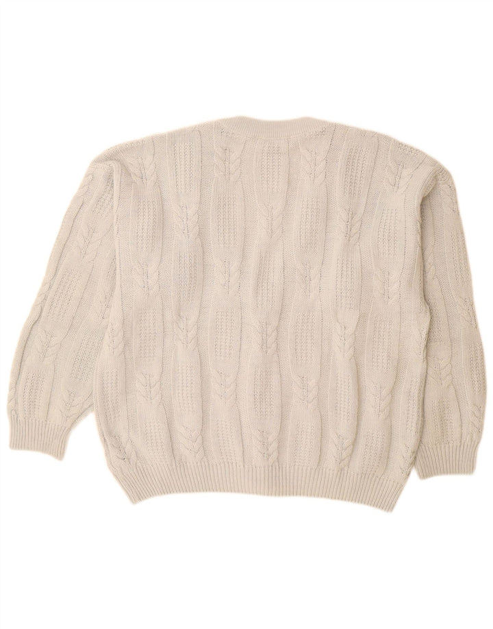 GIO FERRARI Pull Cardigan Homme IT 52 Large Laine d'Alpaga Blanc Cassé