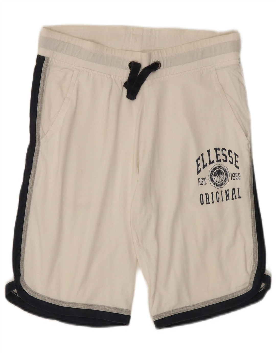 Ellesse Short de Sport Graphique Homme Blanc Moyen Coton Colorblock