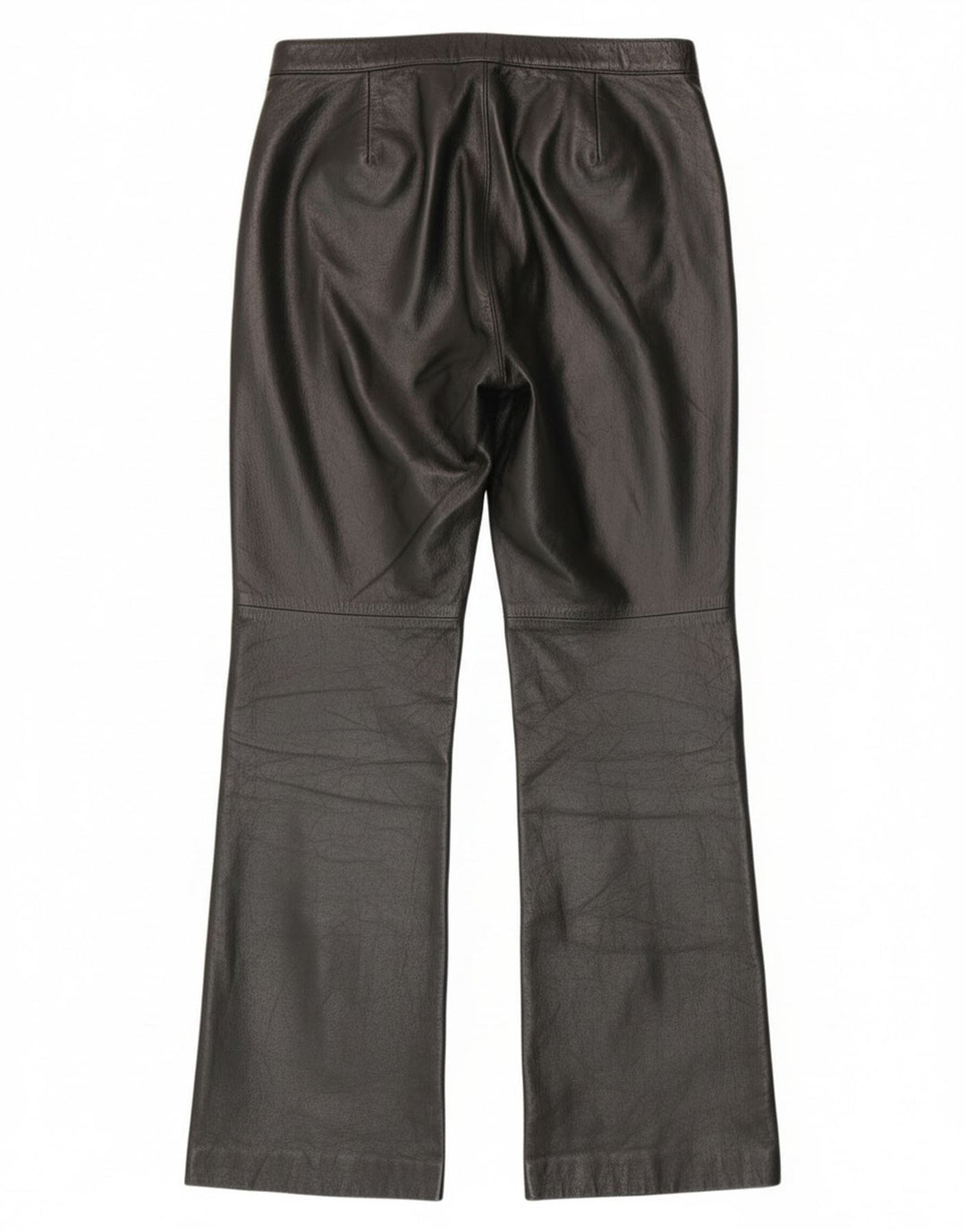 Pantalon en cuir Bootcut femme vintage IT 44 Medium W28 L30 Cuir noir