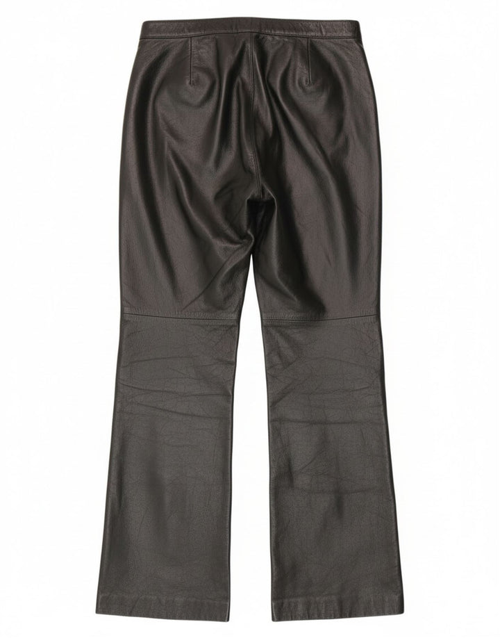 Pantalon en cuir Bootcut femme vintage IT 44 Medium W28 L30 Cuir noir