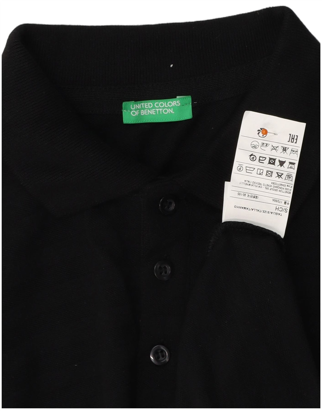 BENETTON Polo Homme Petit Noir Rayé Coton