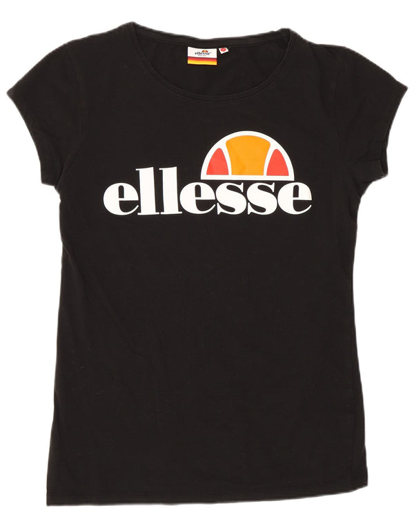 Ellesse Womens Heritage Graphic T-Shirt Top UK 14 Large Noir