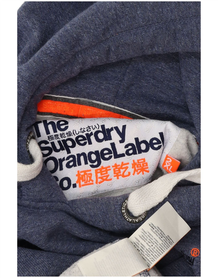 SUPERDRY Pull à capuche pour homme 2XL en coton moucheté bleu