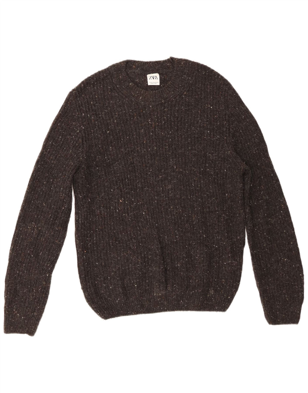 Zara Pull à col rond en laine mouchetée gris moyen pour homme