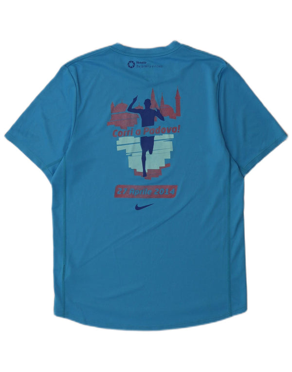 Nike Hommes Dri Fit Graphic T-Shirt Haut Petit Bleu