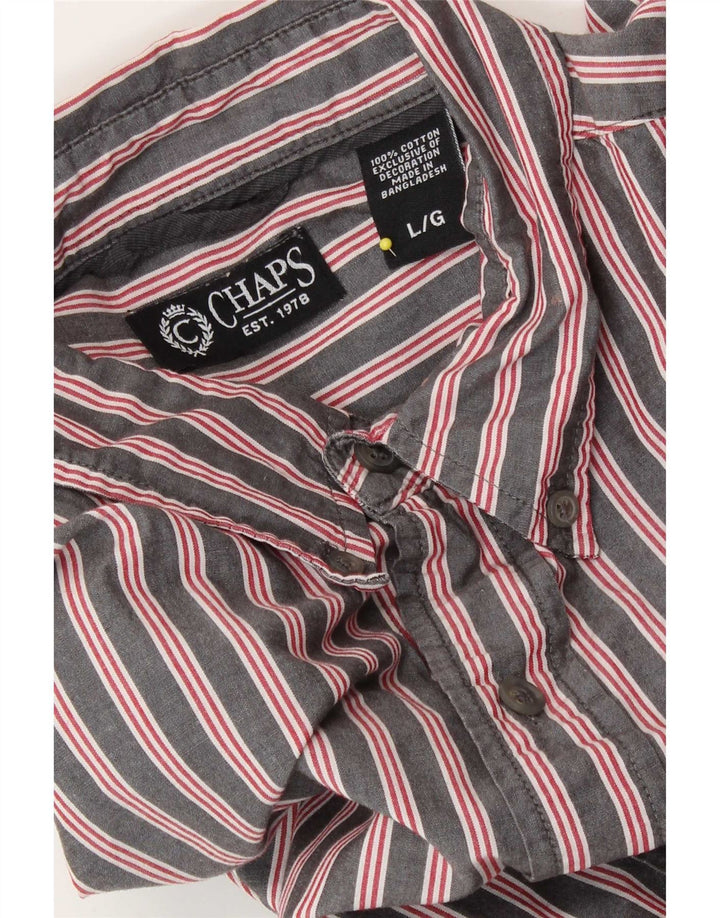 Chaps Chemise Homme Large Gris Rayé Coton