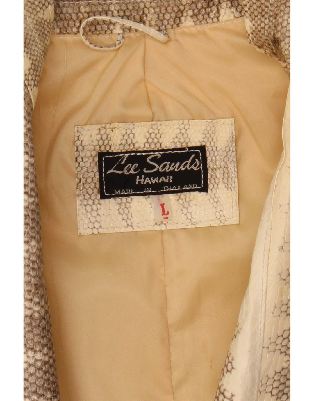 Lee Sands Veste en cuir pour homme UK 40 Grand imprimé animal beige