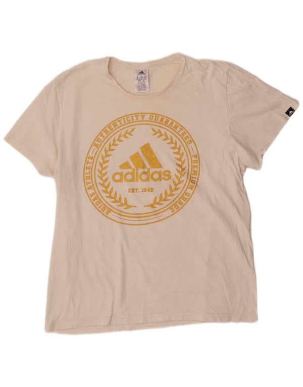 Adidas T-shirt graphique pour homme XL en coton blanc cassé