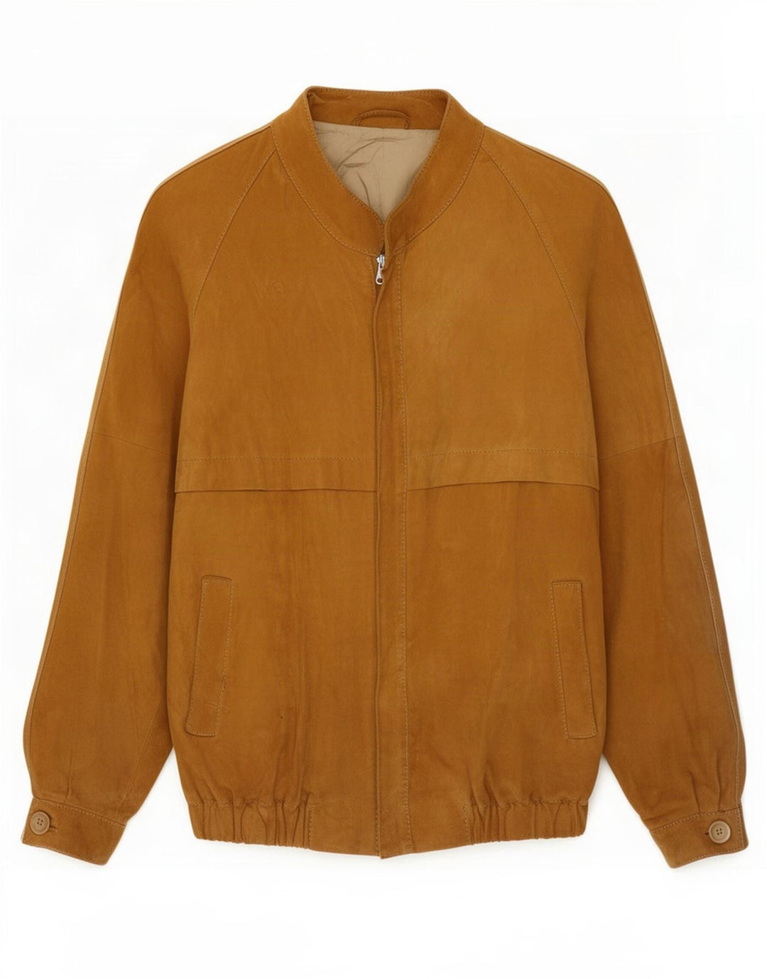 vintage Mens Suede Bomber Jacket UK 36 Petit Beige