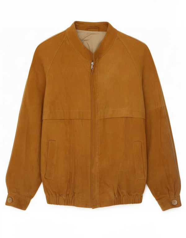 vintage Mens Suede Bomber Jacket UK 36 Petit Beige