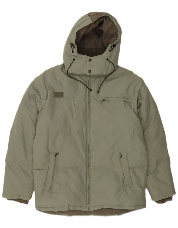 Fila Veste rembourrée à capuche pour homme UK 40 Large Vert Colorblock Polyamide