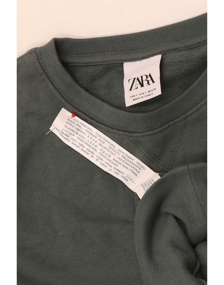 Zara Homme Sweatshirt Jumper Petit Vert Coton