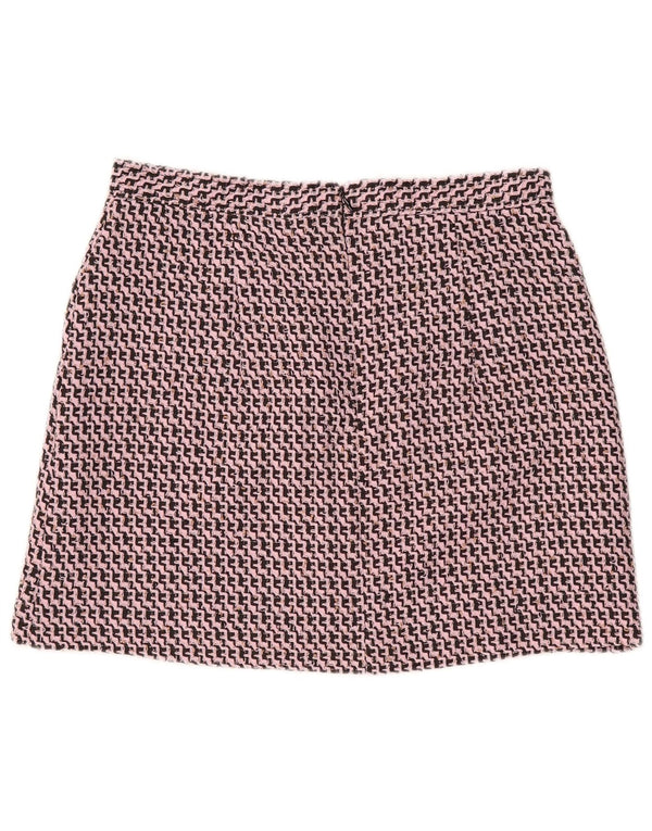 Topshop Mini jupe femme UK 14 Large W32 Rose Chevron Polyester