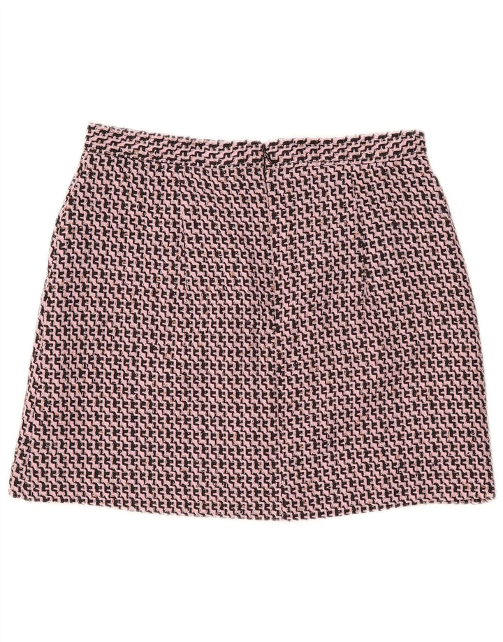 Topshop Mini jupe femme UK 14 Large W32 Rose Chevron Polyester