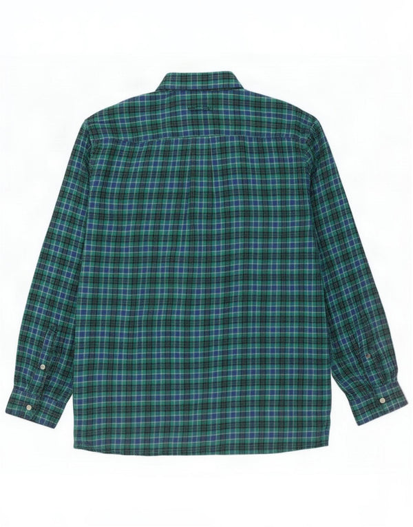 Chemise vintage pour homme à carreaux verts en polyester