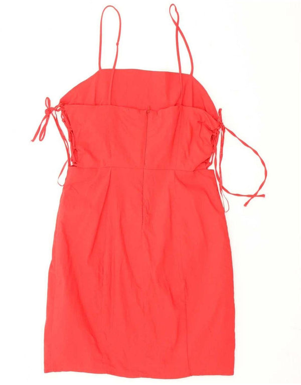 Zara Femme Robe d'été UK 12 Coton Rouge Moyen