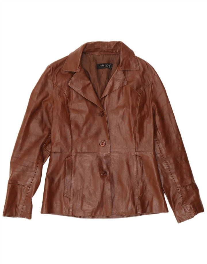 Veste en cuir femme vintage UK 12 Cuir brun moyen