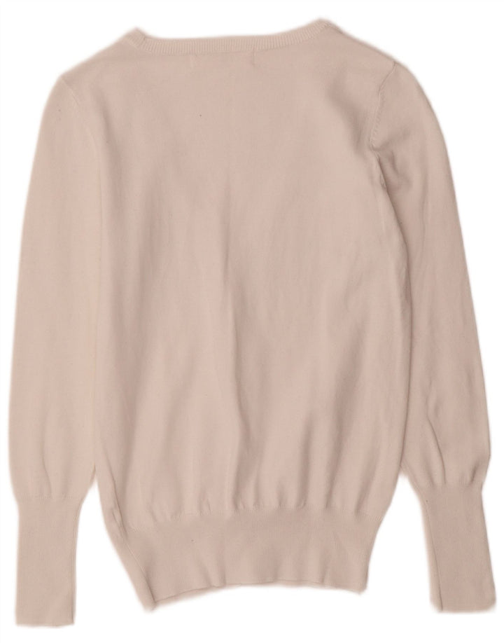 Zara Femme Cardigan Pull UK 12 Moyen Blanc
