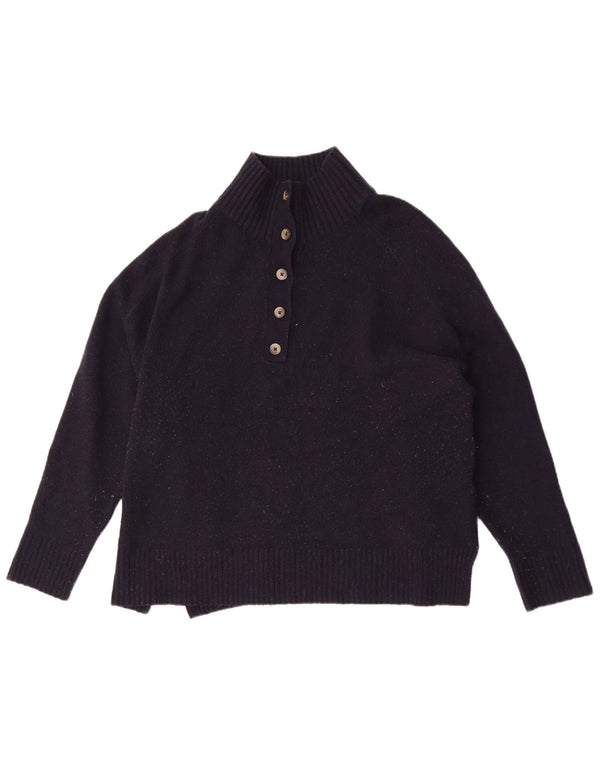 Zara Pull surdimensionné à col boutonné pour femme UK 16 Large Bleu marine