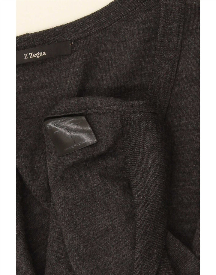 Z ZEGNA Pull Cardigan Femme US 6 Laine Gris Moyen