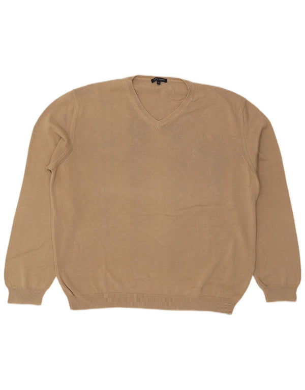 Marina Yachting Pull col V pour homme en coton beige 2XL