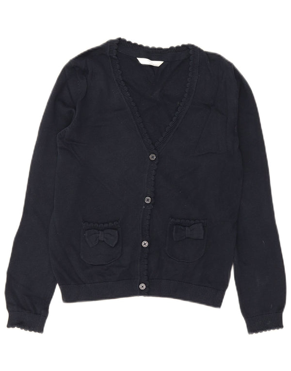 Marks & Spencer Pull Cardigan Fille 9-10 ans Bleu Marine Coton