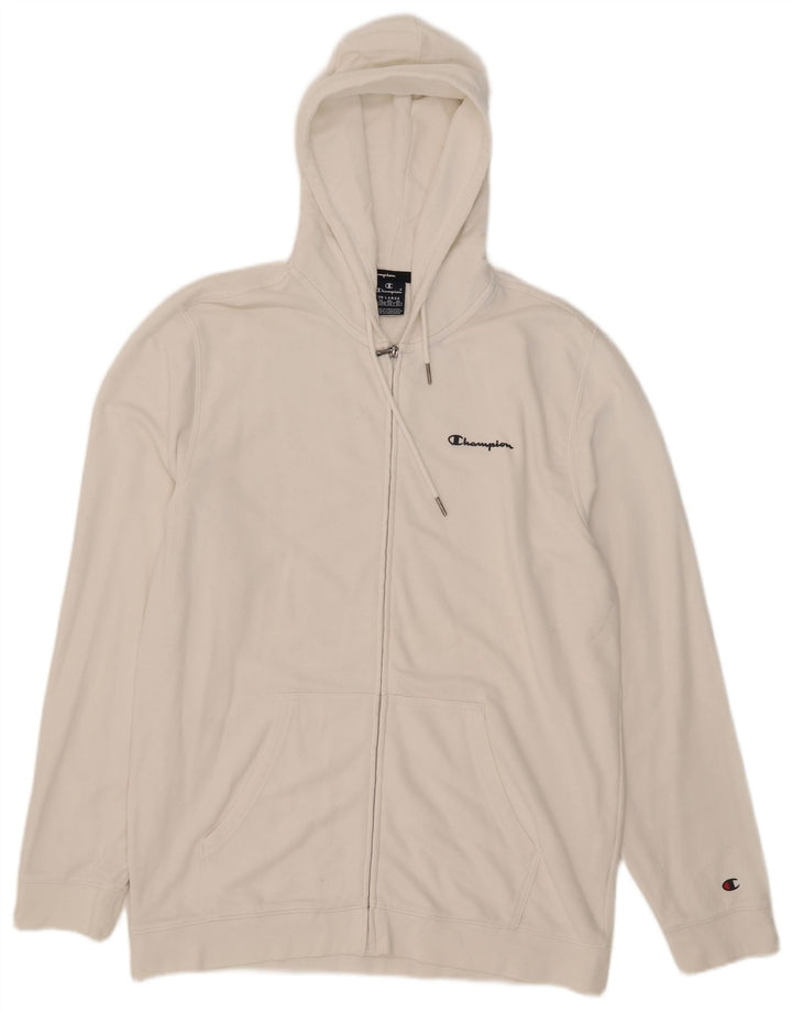Champion Pull à capuche zippé pour homme 2XL en coton blanc