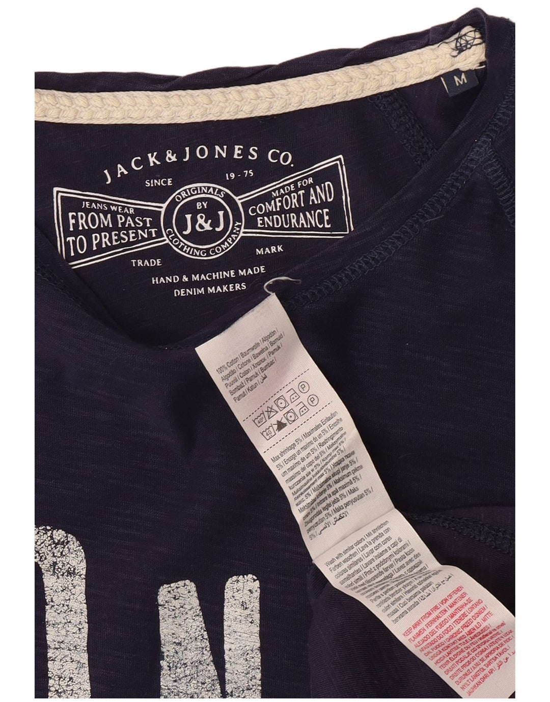 JACK & JONES Haut Graphique Manches Longues Homme Bleu Marine Moyen Coton