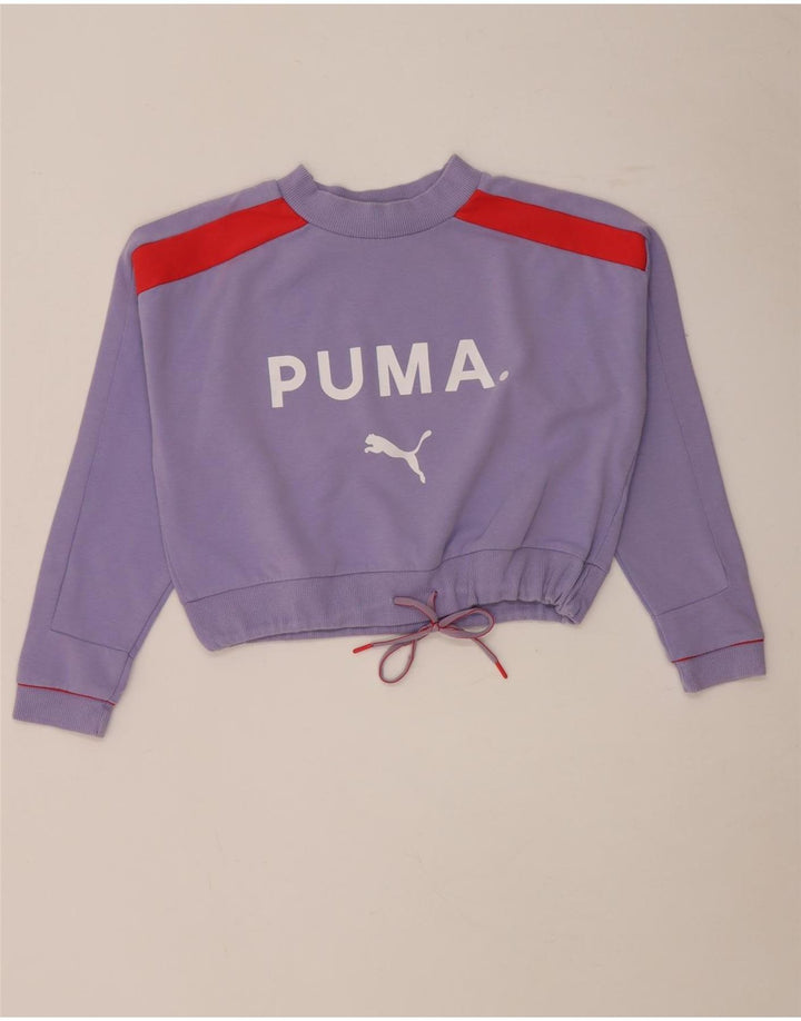 Puma Sweat-shirt surdimensionné graphique pour femme UK 6 XS Violet Colourblock