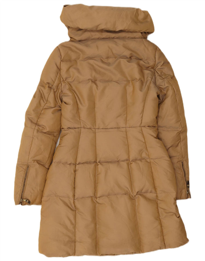 Zara Manteau rembourré pour femme UK 10 Petit nylon marron