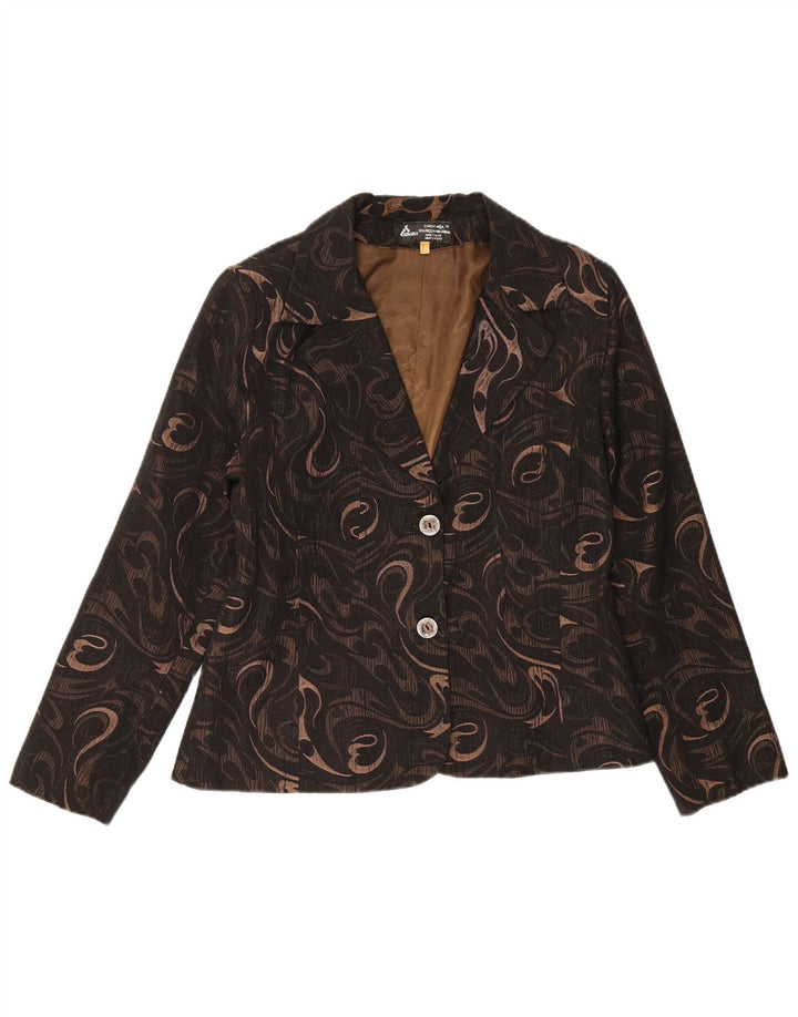 vintage Femme 2 Bouton Blazer Veste UK 14 Moyen Noir Paisley