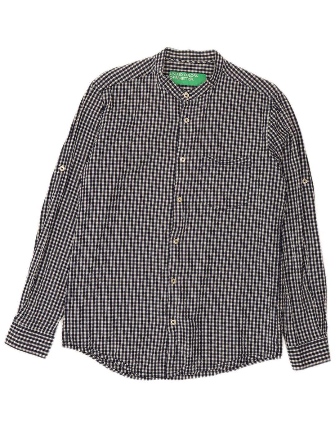 Benetton Chemise Homme Bleu Marine Moyen Vichy Coton