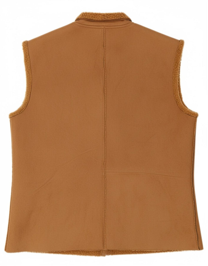 AVALON Womens Sherpa Gilet UK 14 Medium Brown Microfibers