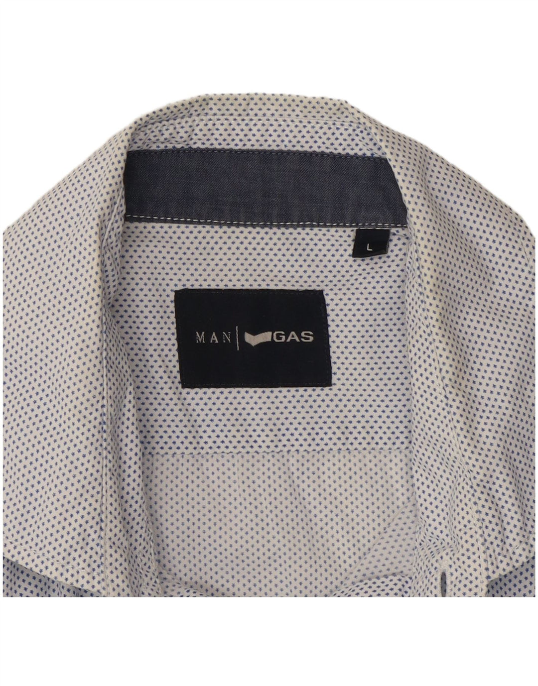 Chemise Homme Gas Large Coton Tacheté Bleu