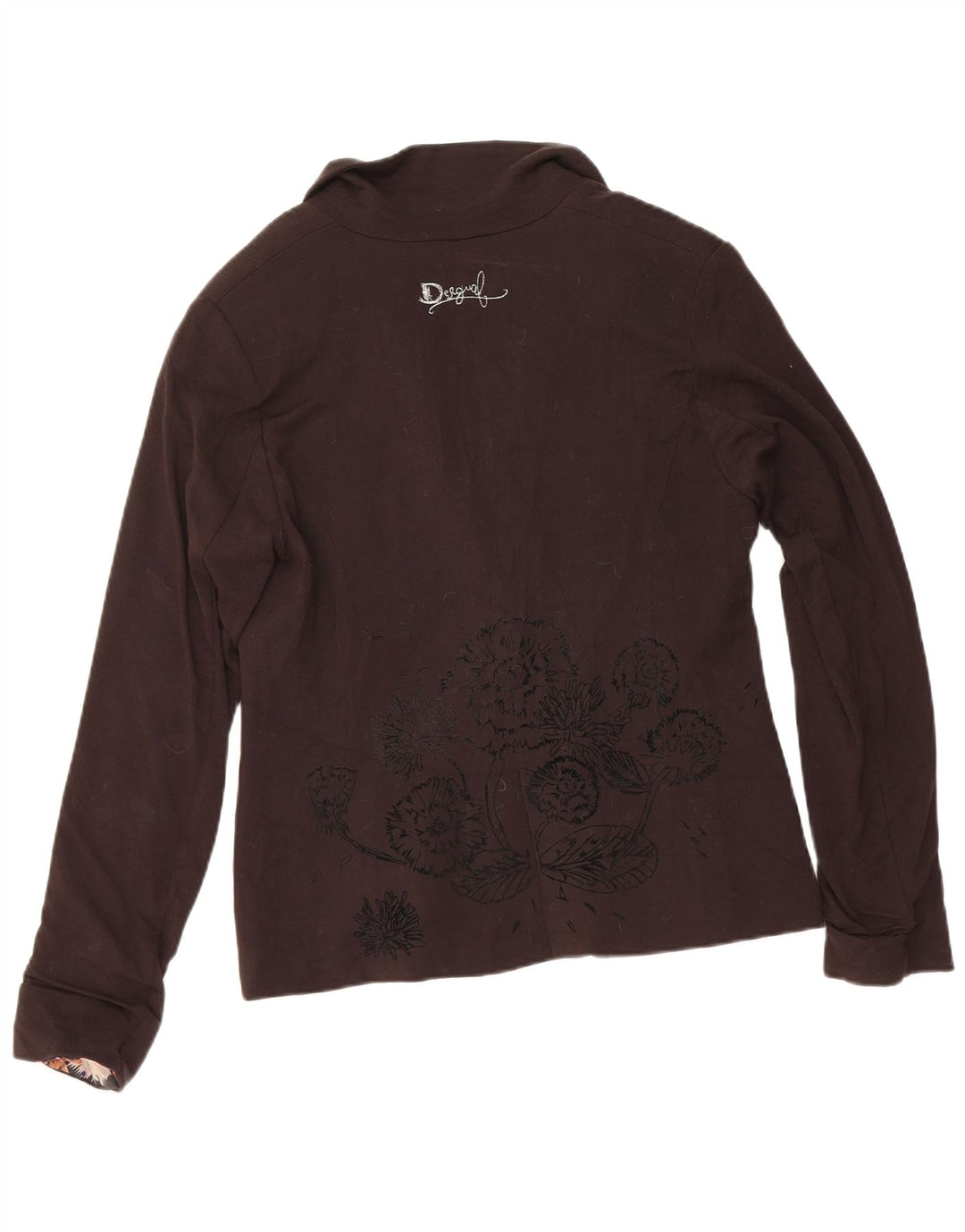 Desigual Veste Blazer 1 Bouton Femme EU 40 Moyen Noir Floral