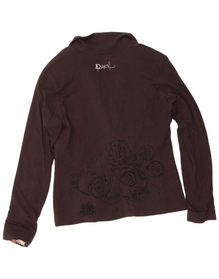 Desigual Veste Blazer 1 Bouton Femme EU 40 Moyen Noir Floral