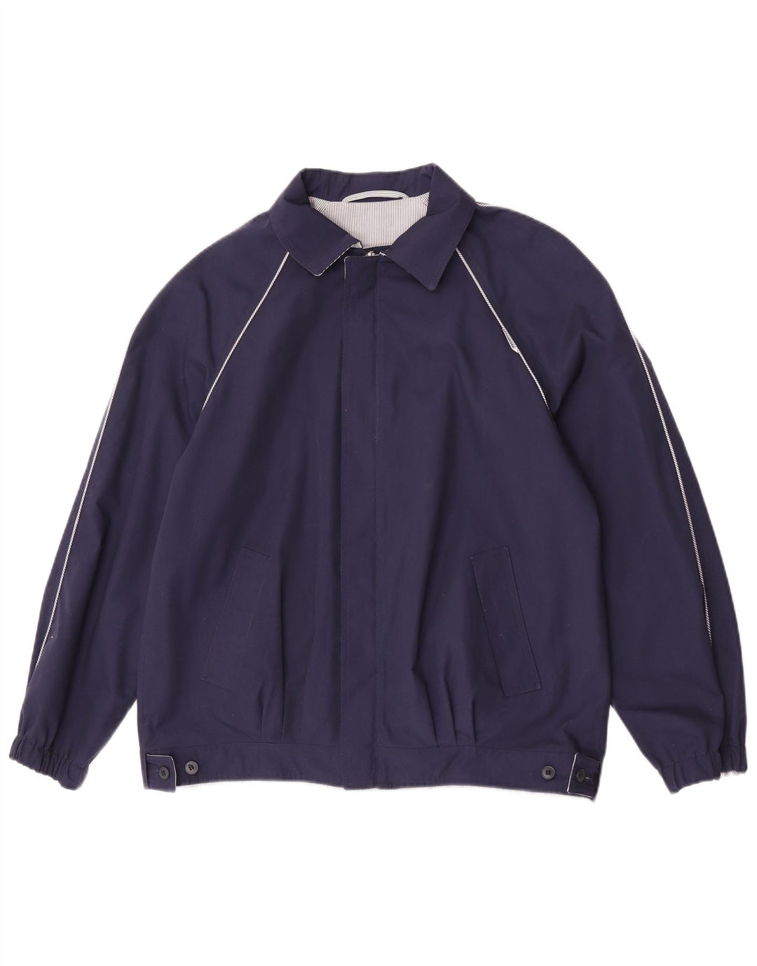 vintage Femme Réversible Bomber Jacket EU 38 Moyen Bleu Marine Polyester