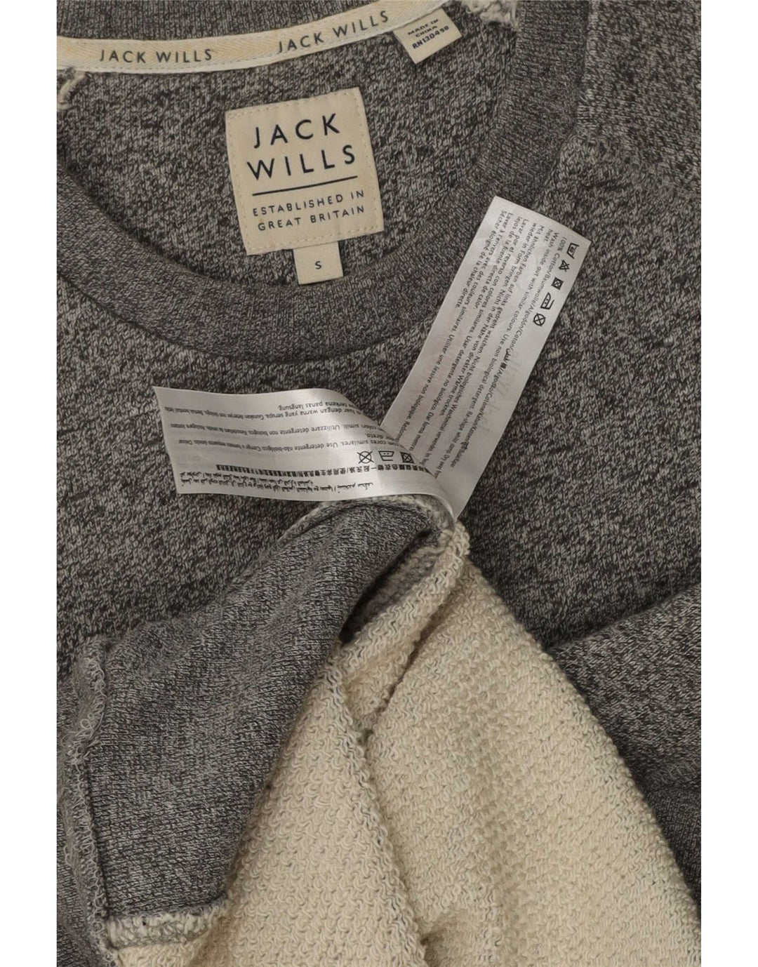 Jack Wills Sweat-shirt graphique pour hommes en coton moucheté petit gris