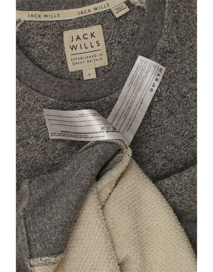 Jack Wills Sweat-shirt graphique pour hommes en coton moucheté petit gris