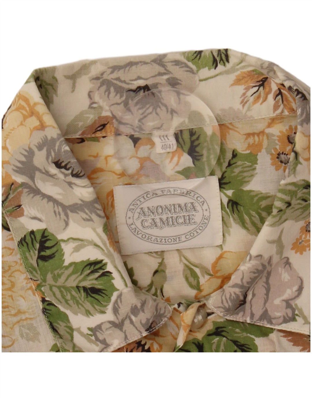 Anonima Camicie Chemise à manches courtes pour homme Taille 40/41 Beige moyen floral