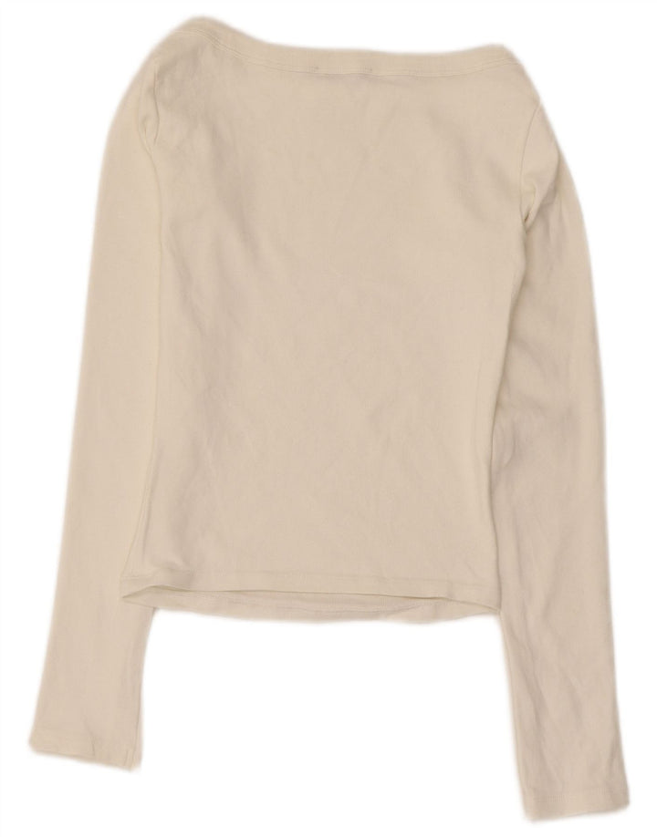 Zara Femme Crop Top Manches Longues UK 12 Medium Off White