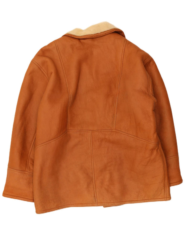 Veste Shearling Homme Vintage UK 40 Grand Cuir Marron