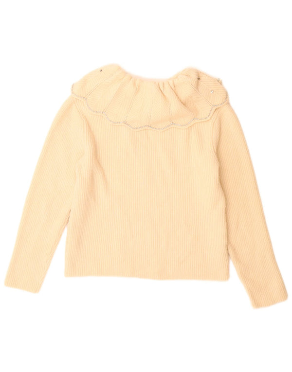Zara Pull à col polo pour fille 13-14 ans Blanc cassé Polyester