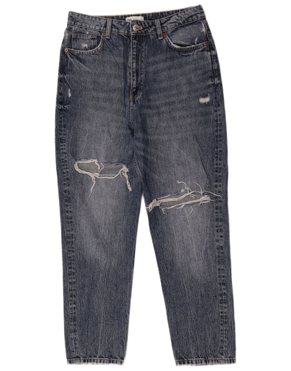 Zara Jean fuselé taille haute effet vieilli pour femme EU 42 Large W32 L28 Bleu