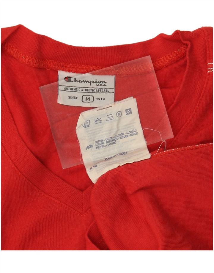 CHAMPION T-Shirt Court Femme UK 12 Coton Rouge Moyen